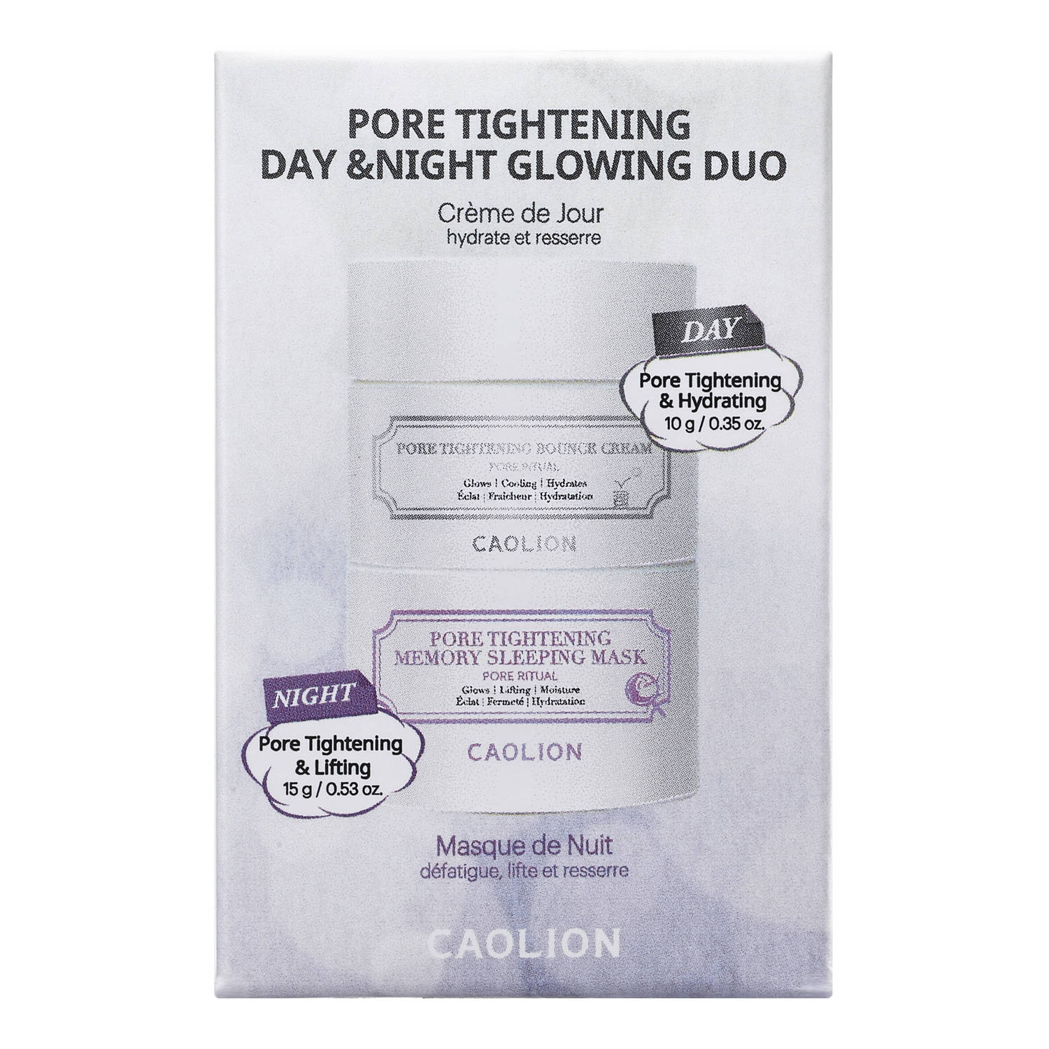caolion pore tightening day & night glowing duo review